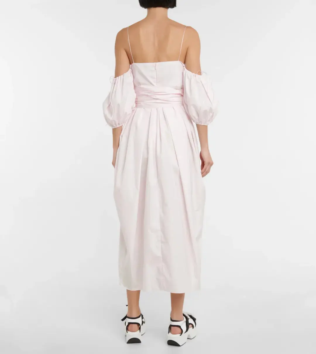 Cecilie Bahnsen Joel Cotton Poplin Midi Dress Pink Size 8 for rent on The Volte - main image