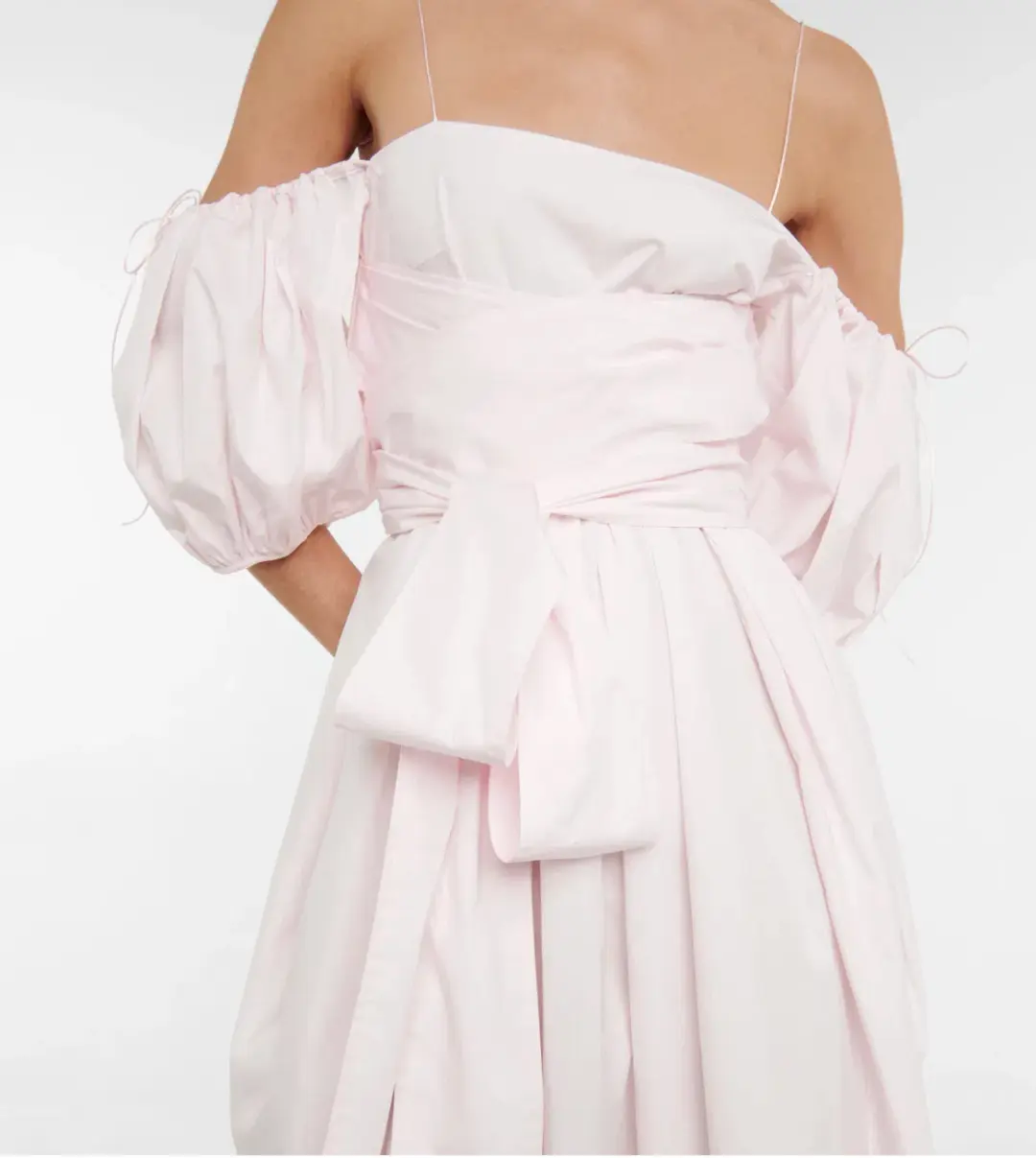 Cecilie Bahnsen Joel Cotton Poplin Midi Dress Pink Size 8 for rent on The Volte - main image