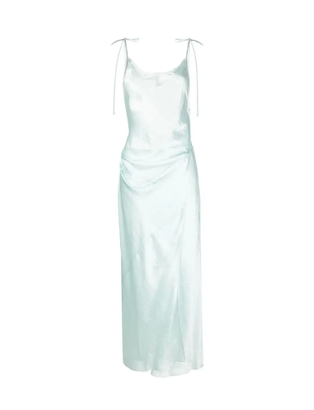 Acne Studios Sleeveless Satin Maxi Wrap Dress Mint Blue Size 6 for rent on The Volte - main image