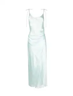 Acne Studios Sleeveless Satin Maxi Wrap Dress Mint Blue Size 6 for rent on The Volte - image 3