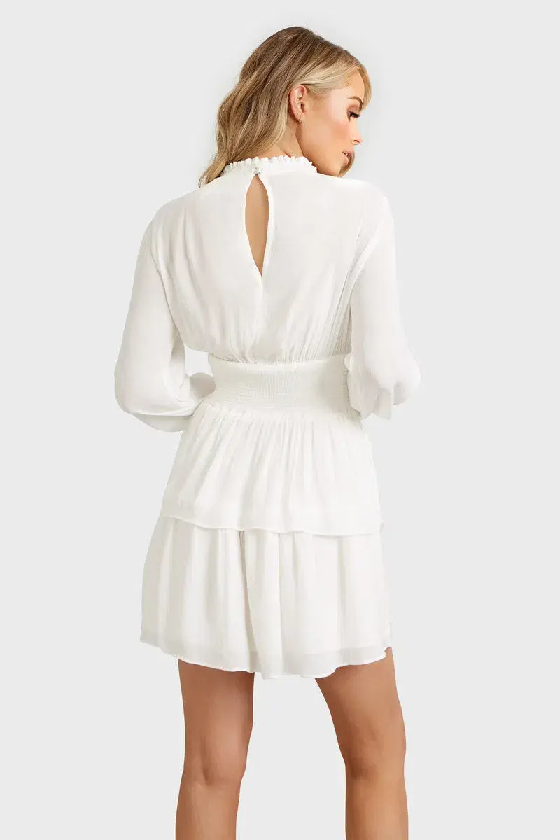 Kookai Lisa Shirred Mini Dress Natural White Size 8 for rent on The Volte - main image