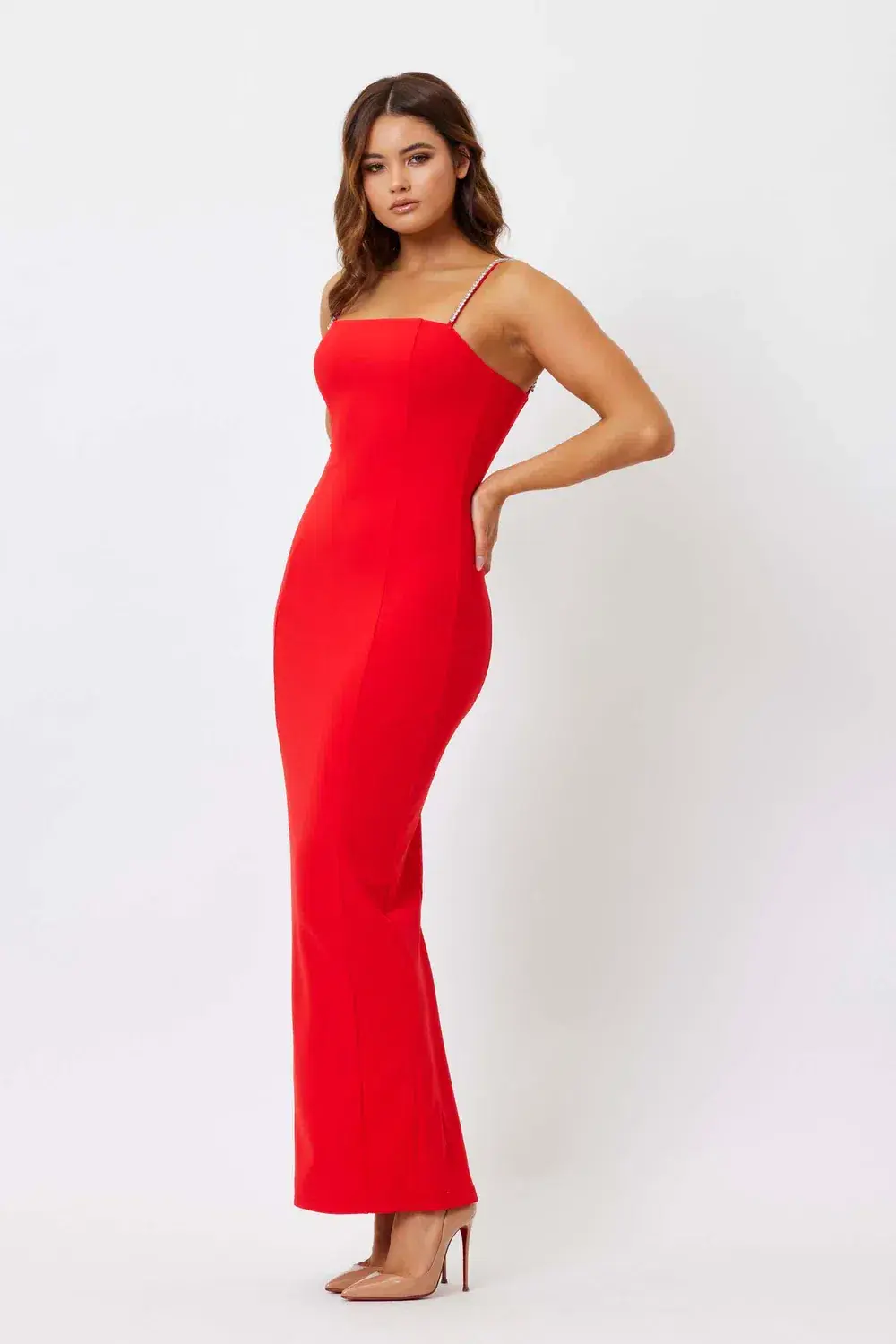 Bianca & Bridgett Lily Square Neck Dress Red Size 10 for rent on The Volte - main image
