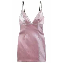 Area NYC Crystal-embellished Lurex Mini Dress Pink Size L/Au 12 for rent on The Volte - image 5