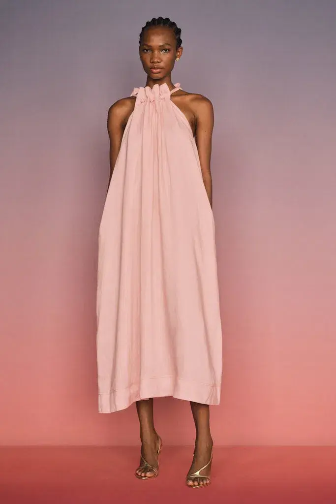 AJE Mariel Trapeze Midi Dress Soft Pink Size 8 for rent on The Volte - main image