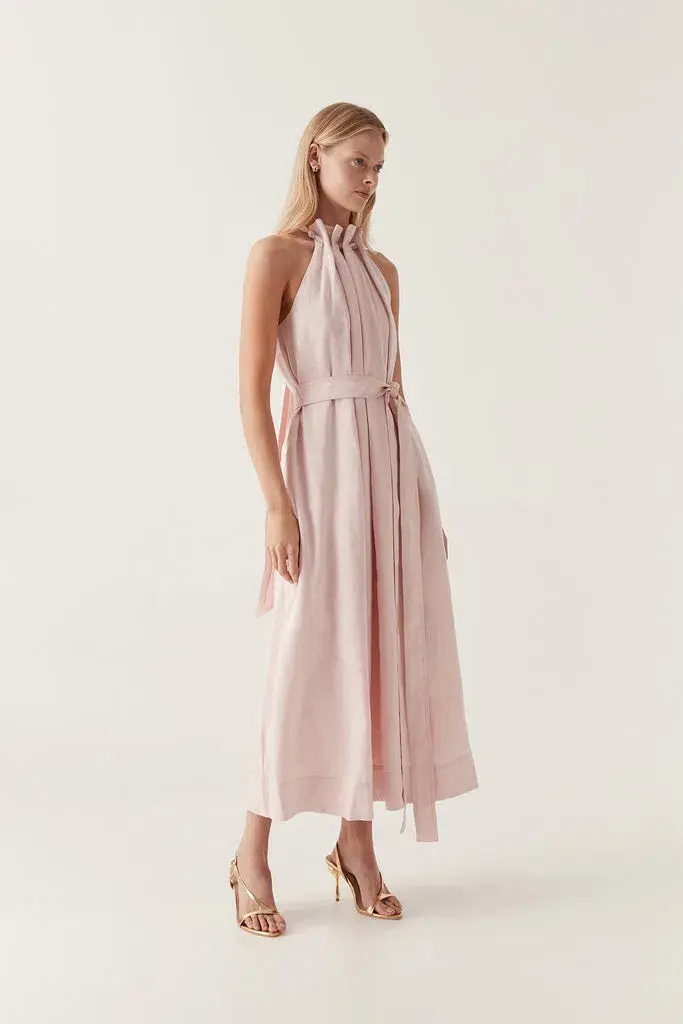 AJE Mariel Trapeze Midi Dress Soft Pink Size 8 for rent on The Volte - main image
