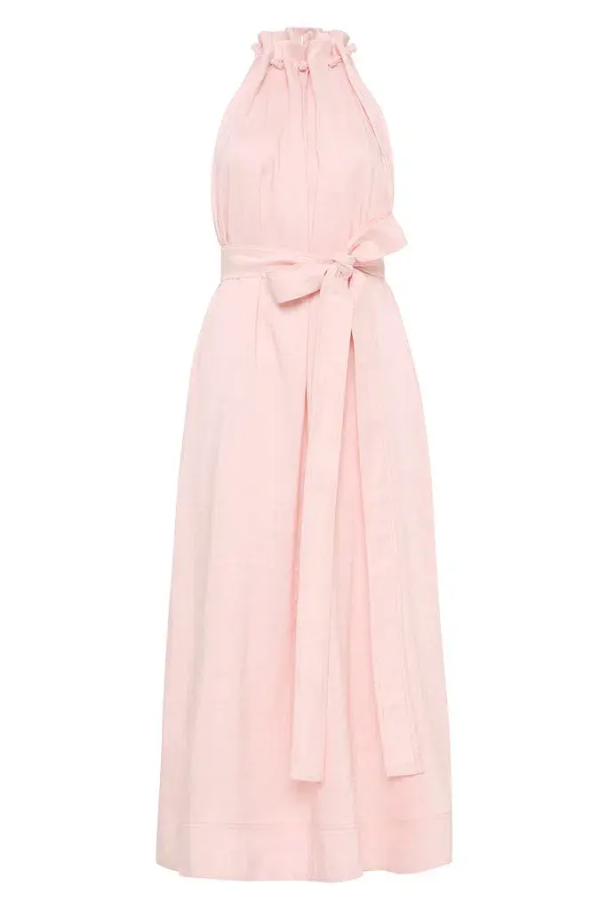 AJE Mariel Trapeze Midi Dress Soft Pink Size 8 for rent on The Volte - main image