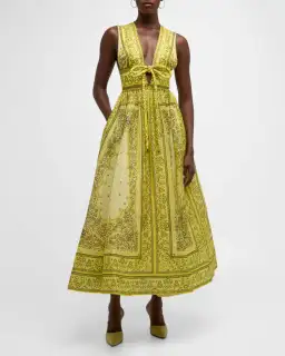 Zimmermann The Matchmaker Bow Long Dress in Yellow Bandana Size 1/Au 10 for rent on The Volte - image 2