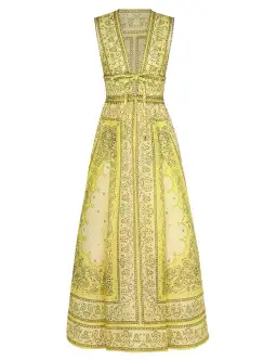 Zimmermann The Matchmaker Bow Long Dress in Yellow Bandana Size 1/Au 10 for rent on The Volte - image 4