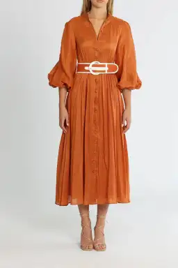 Leo Lin The Suffolk Midi Dress Cinnamon Size 6 for rent on The Volte - image 1