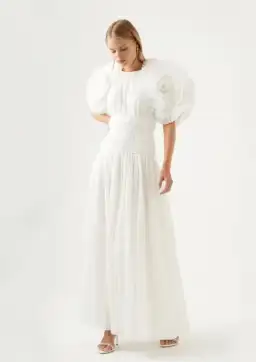 Aje Expressive Pleated Maxi Dress in Ivory Size 6 for rent on The Volte - image 1