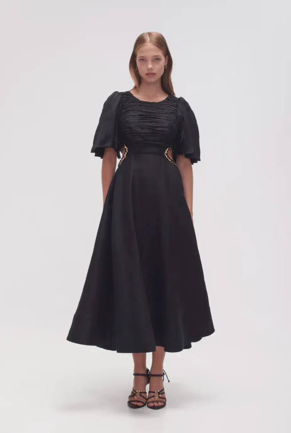 Aje Monica Chainlink Midi Dress in Black Size 6 for rent on The Volte - main image