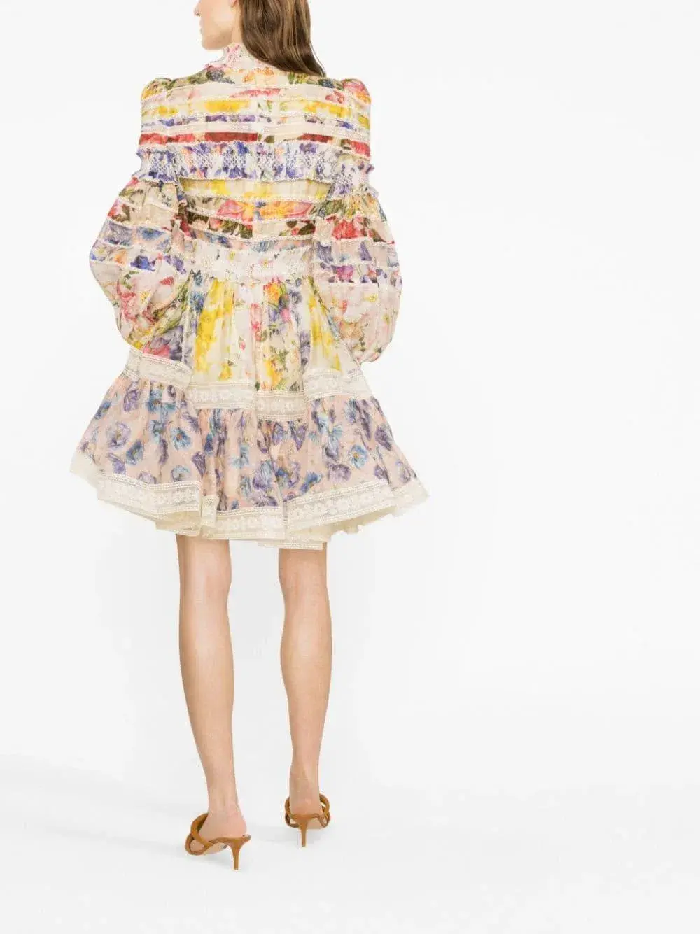 Zimmermann The Wonderland Smocked Mini Dress in Spliced Multifloral Size 0 / AU 8 for rent on The Volte - main image