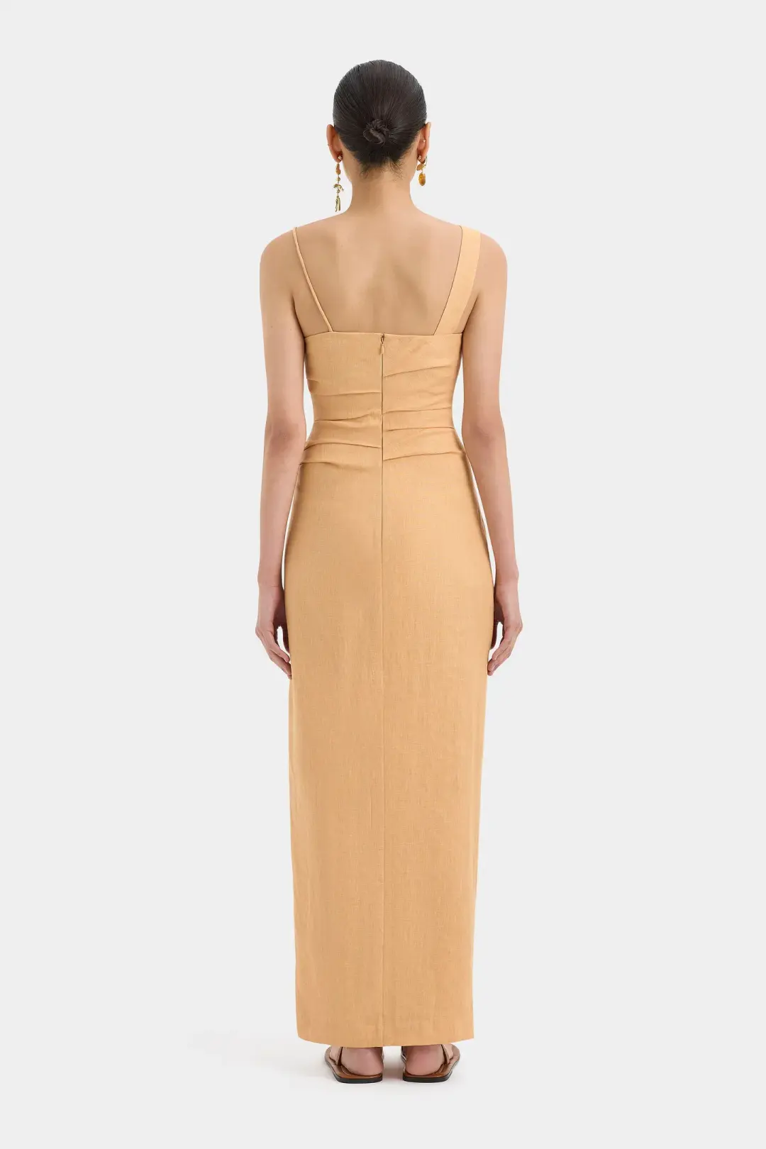 Sir The Label Antonia Beaded Midi Dress Light Tan Orange Size 1 / AU 8 for rent on The Volte - main image