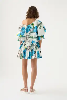 Aje Cy Off Shoulder Smock Mini Dress in Cool Camellia Floral Size 10 for rent on The Volte - image 3