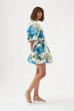 Aje Cy Off Shoulder Smock Mini Dress in Cool Camellia Floral Size 10 for rent on The Volte - image 2