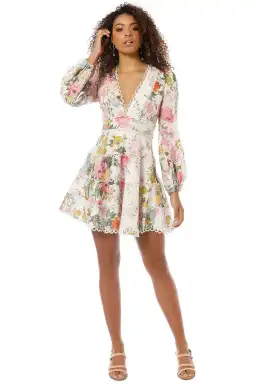 ZIMMERMANN HEATHERS FLOUNCE SHORT DRESS FLORAL PRINT SIZE 1 / AU 10 for rent on The Volte - image 4
