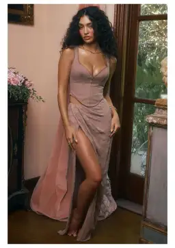 House of CB Robyn Corset & Vesper Maxi Skirt Set Mushroom Size XS/S Brown