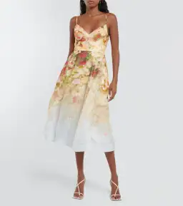 Zimmermann Luminosity Picnic Midi Dress in Rosy Garden Floral Print Size 1 / AU 10 for rent on The Volte - image 1
