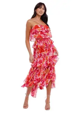Misa LA Luciana Midi Dress Floral Size 12