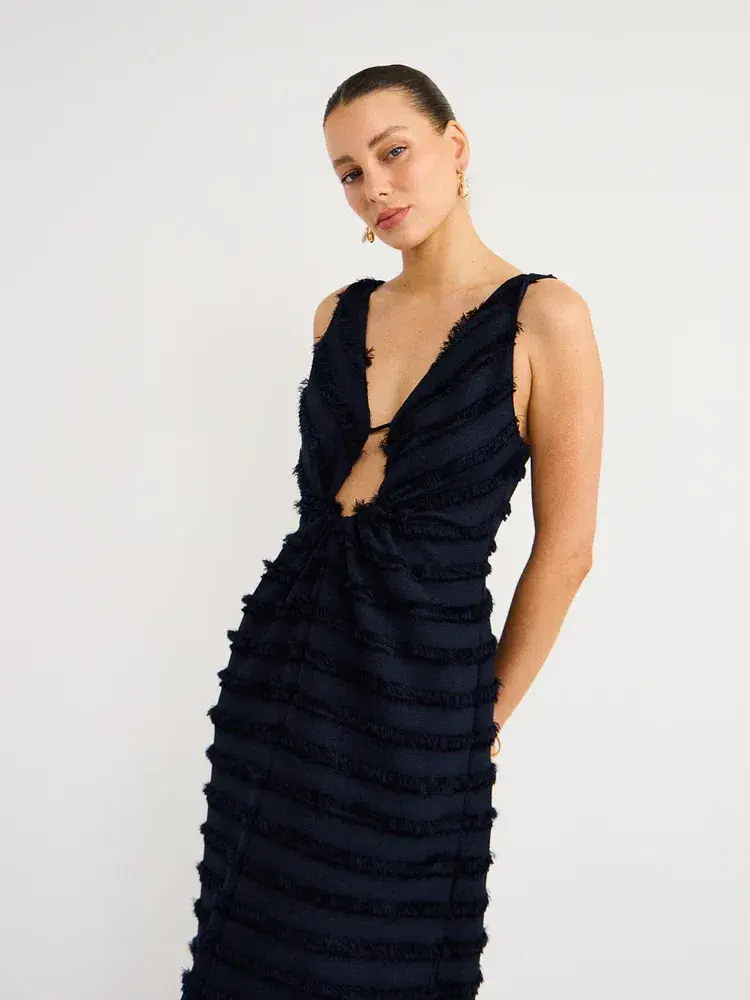 One Fell Swoop Alexa Dress in Midnight Flounce Size 8 for rent on The Volte - main image