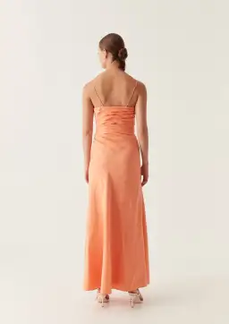 Aje Clarice Draped Maxi Dress in Sunset Orange Size AU 10 for rent on The Volte - image 2