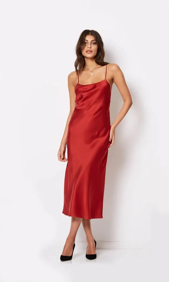Bec & Bridge Girl Talk Slip Dress Crimson Size 4 for rent on The Volte - main image