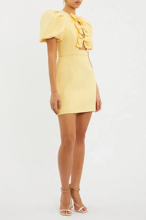 Rebecca Vallance Chloe Bow Mini Dress Yellow Size 14 - Image 3