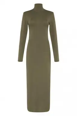 Aje Anika Fitted Knit Dress Khaki Size Xs / Au 6 for rent on The Volte - image 3