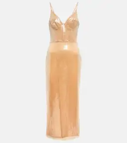 David Koma Sequined Midi Dress Beige Size 10 for rent on The Volte - image 4