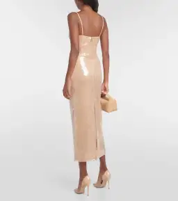 David Koma Sequined Midi Dress Beige Size 10 for rent on The Volte - image 1