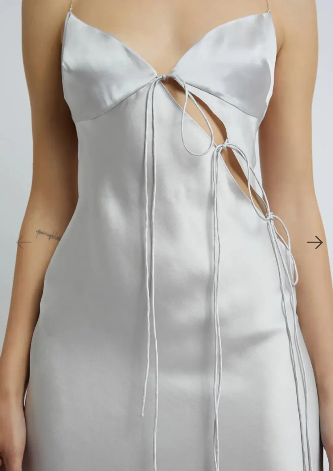 Christopher Esber Slope Tie Silk Dress Silver Size 8 for rent on The Volte - main image