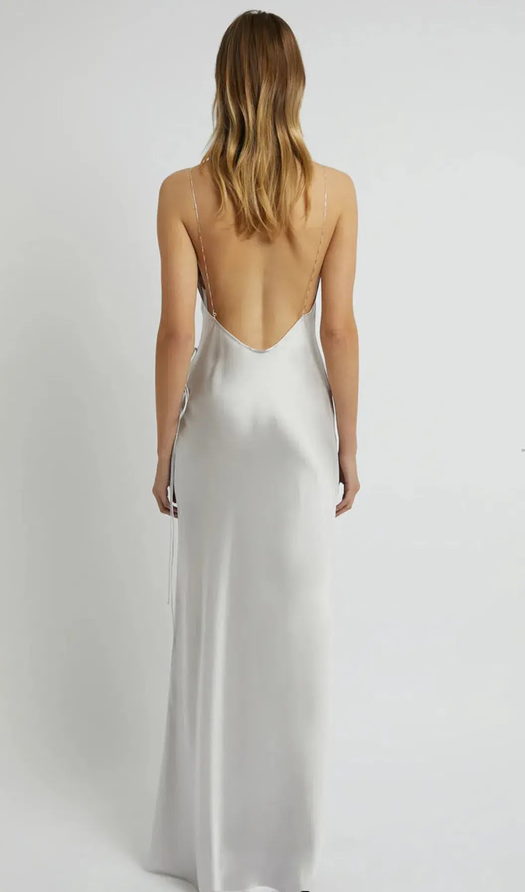 Christopher Esber Slope Tie Silk Dress Silver Size 8 for rent on The Volte - main image