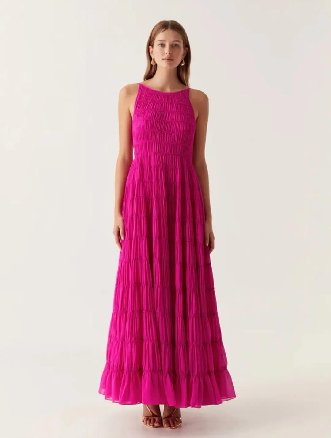 Aje Rosewood Ruched Gown Magenta Size 14 for rent on The Volte - main image