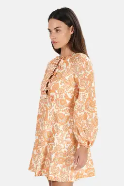 Zimmermann Peggy Scallop Mini Dress in Orange Paisley Print Size 0/ AU 8 for rent on The Volte - image 3
