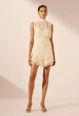 Shona Joy Victoria Sleeveless Ruched Mini Dress Mini Dress Cream Size 12