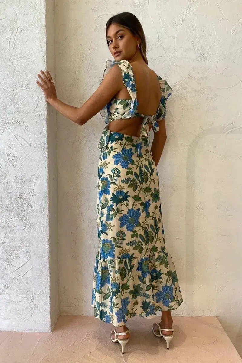 Sir the Label Celia Frill Dress Marguerite Print Size 8 for rent on The Volte - main image