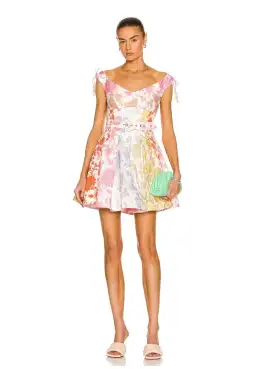 Zimmermann Postcard Spliced Mini Dress Spliced Tonal Floral Size 0P/ AU 6