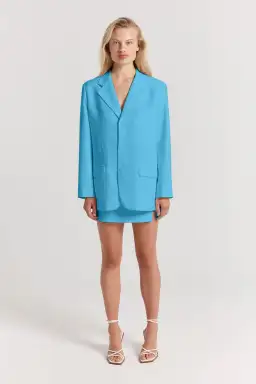 Henne Normie Blazer Jacket, Delfina Mini Skirt & Caterina Top 3 Piece Set Set Blue Size 8 for rent on The Volte - image 1