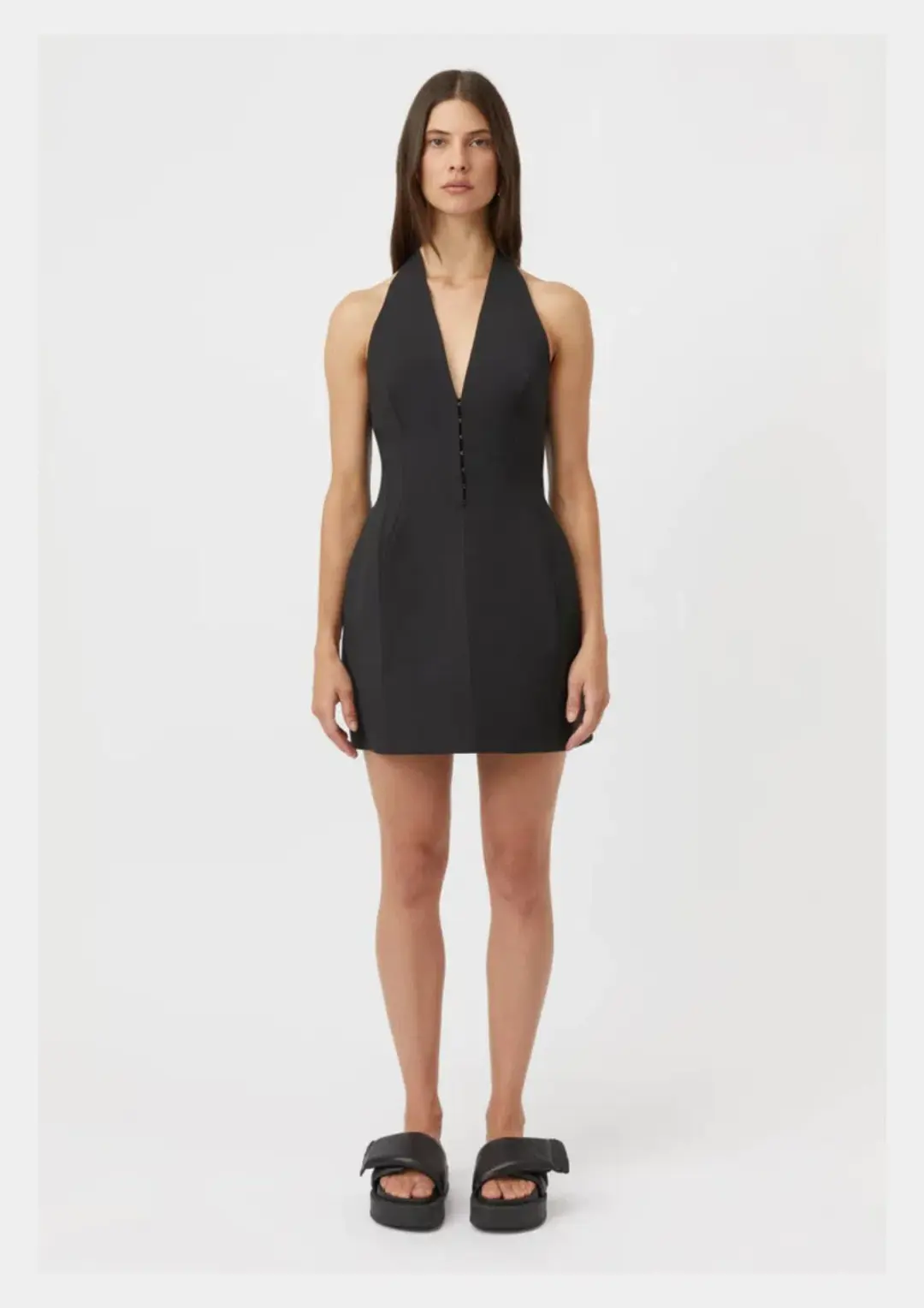 Camilla And Marc Petra Halterneck Mini Dress in Black Size AU 10 for rent on The Volte - main image