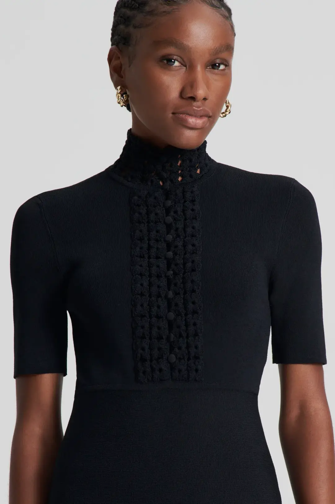 Scanlan Theodore Crepe Knit Daisy Mini Dress Black Size AU 6 for rent on The Volte - main image