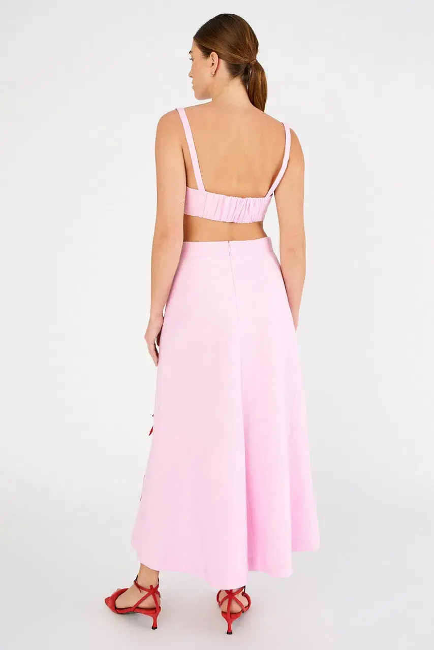 Oroton Contrast 3D Flower Skirt A-Line in Rose/Poppy Size AU 8 for rent on The Volte - main image