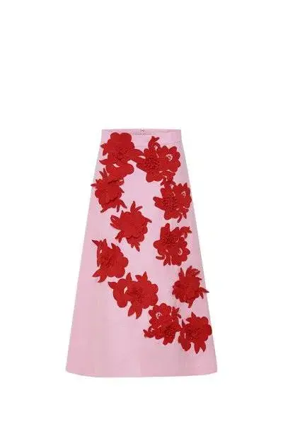 Oroton Contrast 3D Flower Skirt A-Line in Rose/Poppy Size AU 8 for rent on The Volte - main image