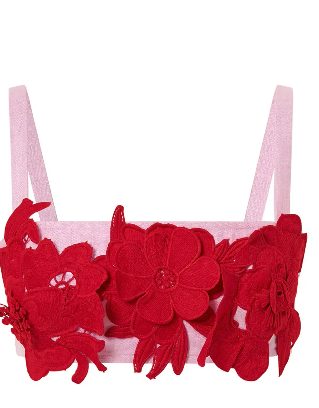 Oroton 3D Flower Bralette Crop in Rose/Poppy Size AU 10 for rent on The Volte - main image