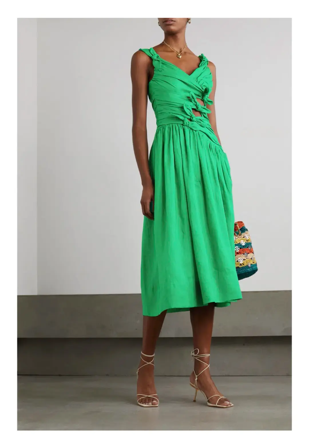 Zimmerman Tiggy Bow Linen Dress Green Size AU 8 for rent on The Volte - main image