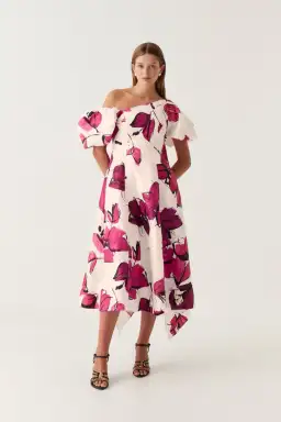 Aje Arista Tulip Sleeve Midi Dress Falling Florals Size M / AU 10 for rent on The Volte - image 1