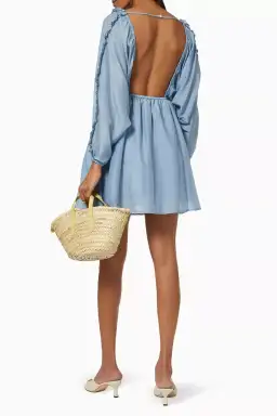 Bird & Knoll Maja Dress Backless Blue Size AU 8 for rent on The Volte - image 3