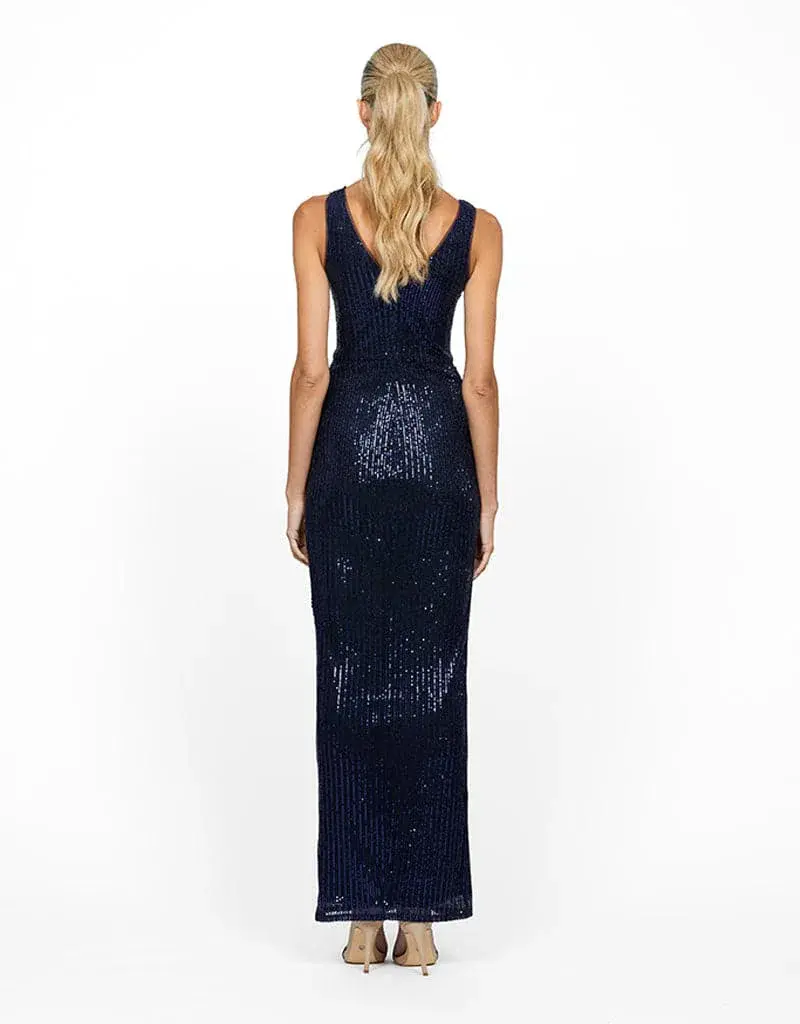 Bariano Delilah Cowl Maxi Dress Navy Size 6 for rent on The Volte - main image