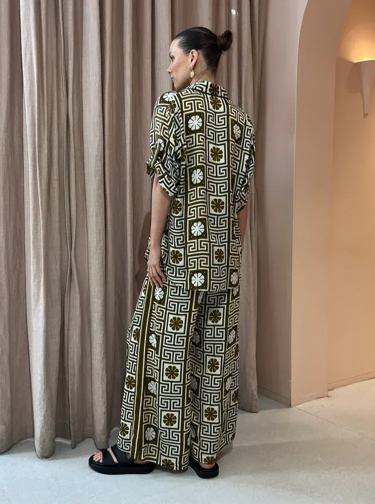 Alemais Dimi Jacquard Top and Pants Set Print Size 10 for rent on The Volte - main image