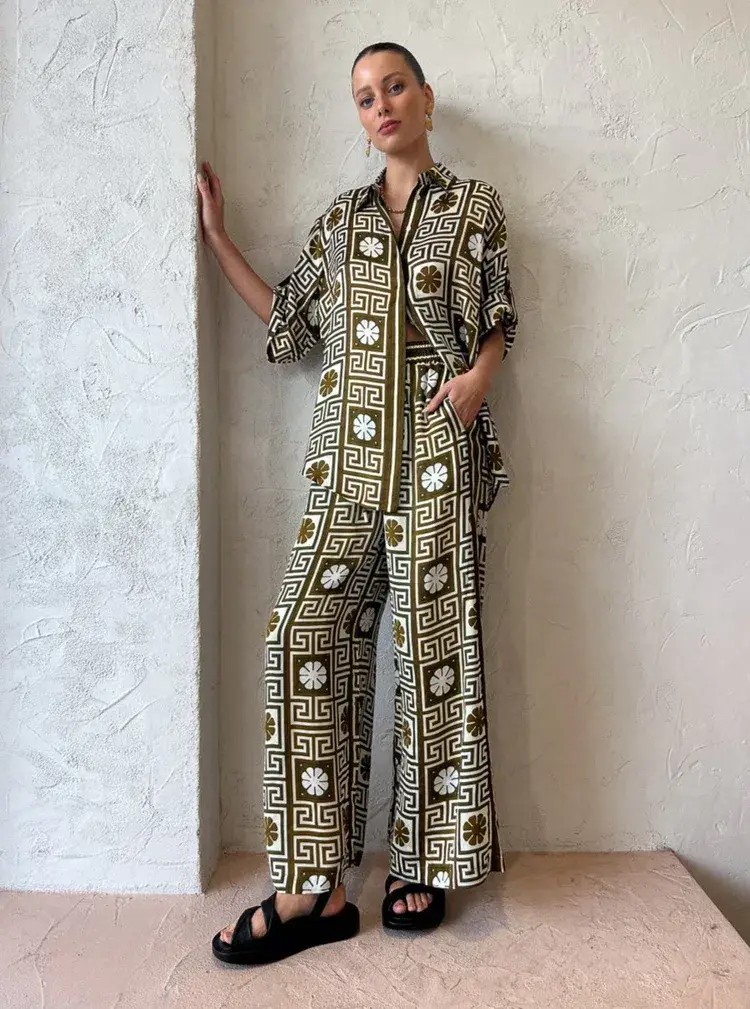 Alemais Dimi Jacquard Top and Pants Set Print Size 10 for rent on The Volte - main image