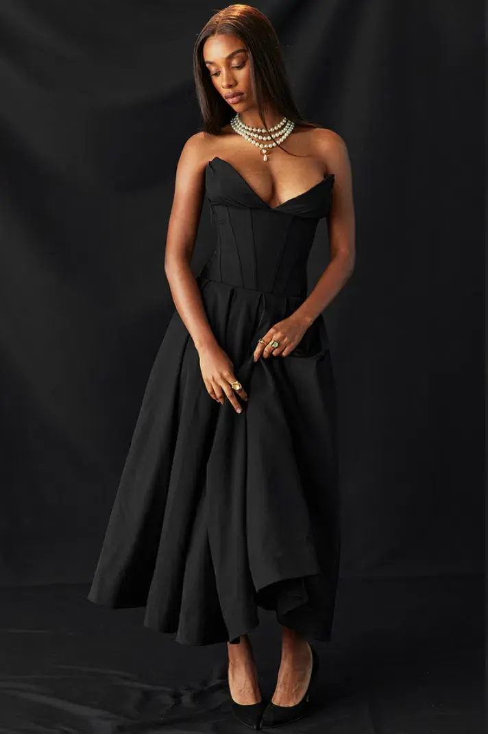 House of CB Lady Black Strapless Midi Dress Black Size S / AU 6 for rent on The Volte - main image